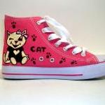 Hand Painted Sneakers - Cat dream