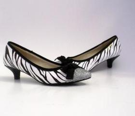 Hand painted flats shoes Glittering Zebra