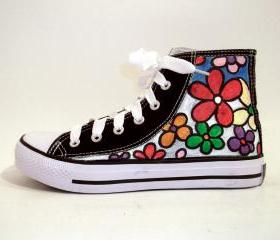 Hand Painted Sneakers - Big flowers