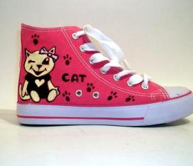 Hand Painted Sneakers - Cat dream